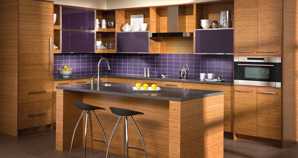 Dura Supreme for a Contemporary Kitchen with a Kitchen Island and the Beauty of Bamboo by Dura Supreme Cabinetry