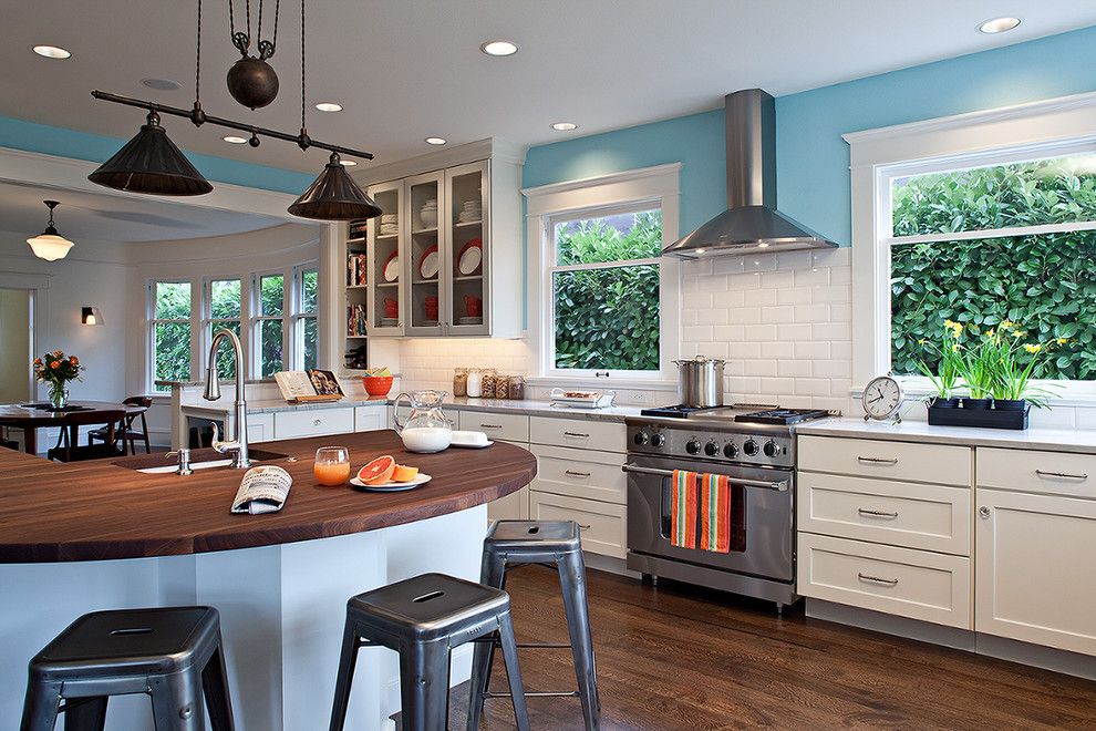 Duraseal Stain for a Contemporary Kitchen with a Sky Blue Walls and Kitchens by Potter Construction Inc