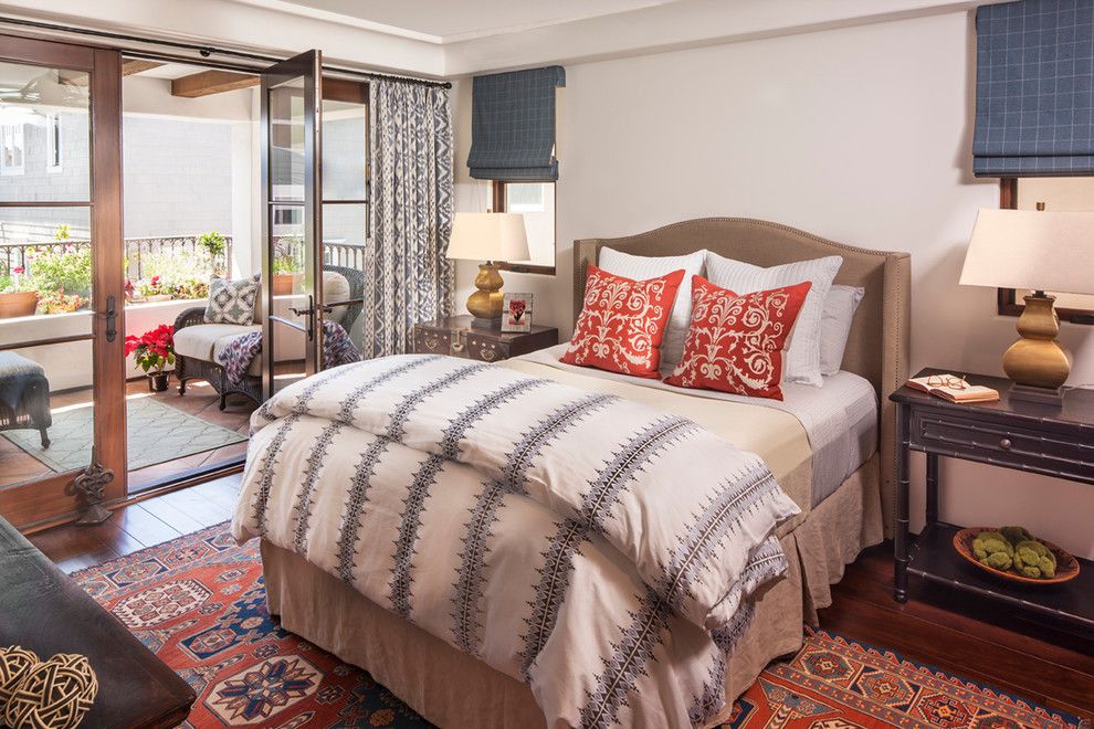 Duvet Definition for a Mediterranean Bedroom with a Red Accent Pillows and Spanish Coastal by Norman Design Group, Inc.