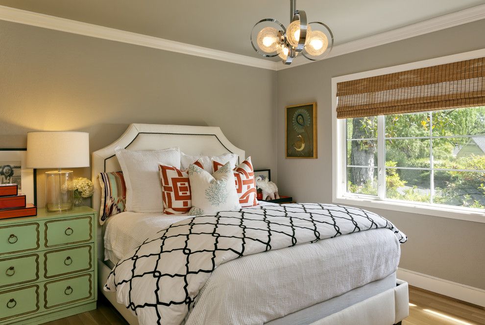 Duvet vs Comforter for a Contemporary Bedroom with a Mixed Patterns and Contemporary Transitional Eclectic Guest Room / Office by Holly Bender Interiors