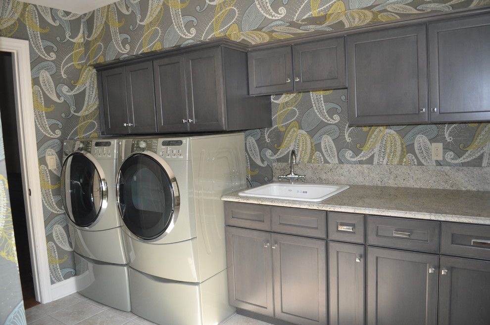 Dynasty Cabinets for a Transitional Laundry Room with a Ballard Dry Rack and Laundry Redo by Joan Gilbert Designs