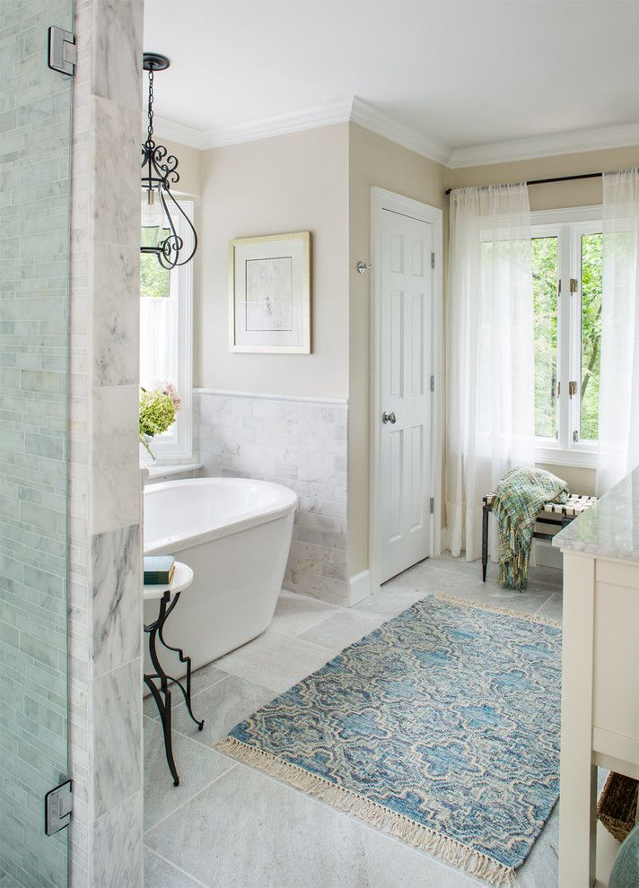 Efaucets for a Transitional Bathroom with a Bathroom Lighting and Paces Neighborhood   Atlanta, Ga by Beth Kooby Design