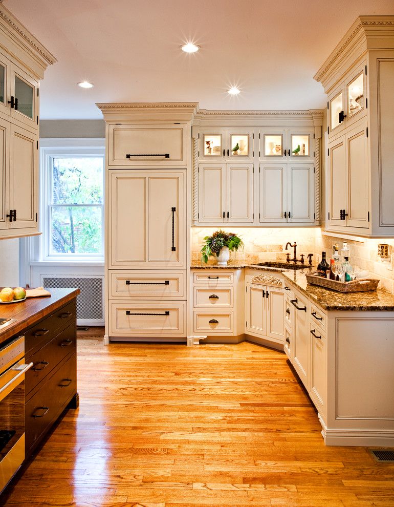 Eggshell vs Satin for a Traditional Kitchen with a Cabinetry Covered Refrigerator and Kingsbury by Karr Bick Kitchen and Bath