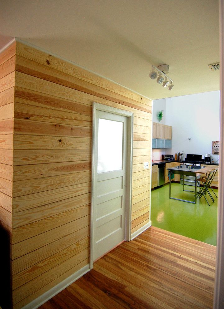 Elan Lighting for a Contemporary Kitchen with a Horizontal Wood Paneling and Casey Kitchen by Merzbau Design Collective