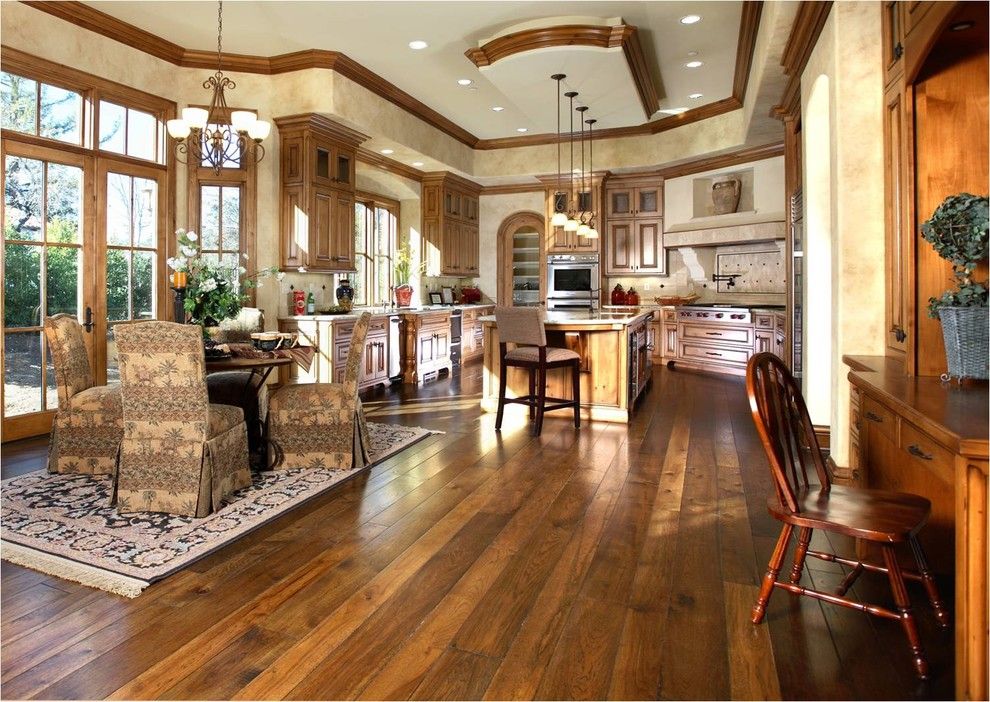 Elan Lighting for a Traditional Kitchen with a Wood Trim and Atherton, Ca by Amber Flooring