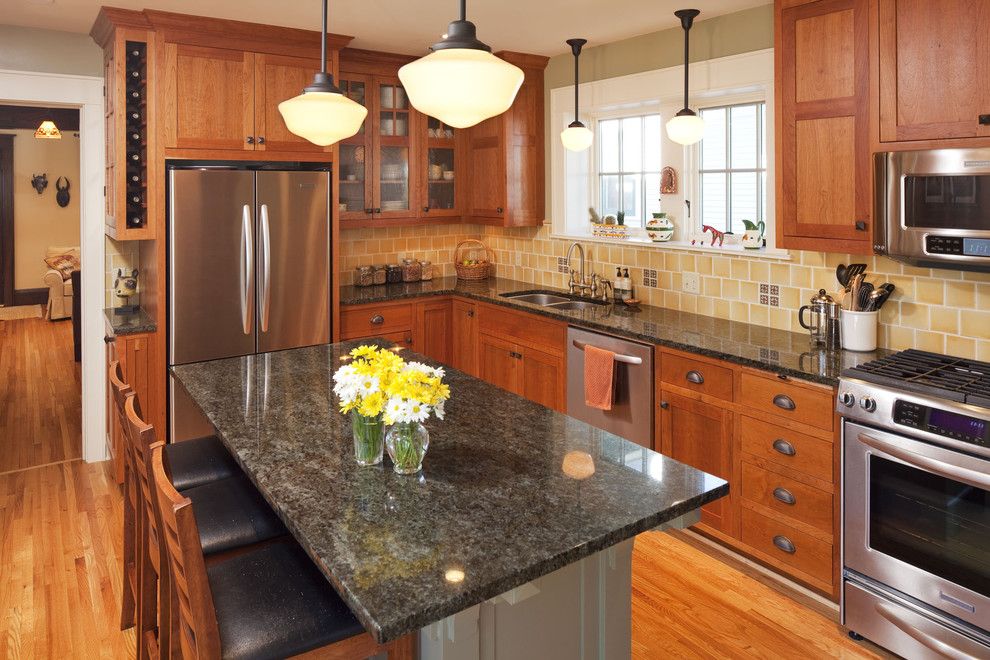 Electric Schoolhouse for a Traditional Kitchen with a Stainless Steel Appliances and Mack Kitchen by Kell Architects