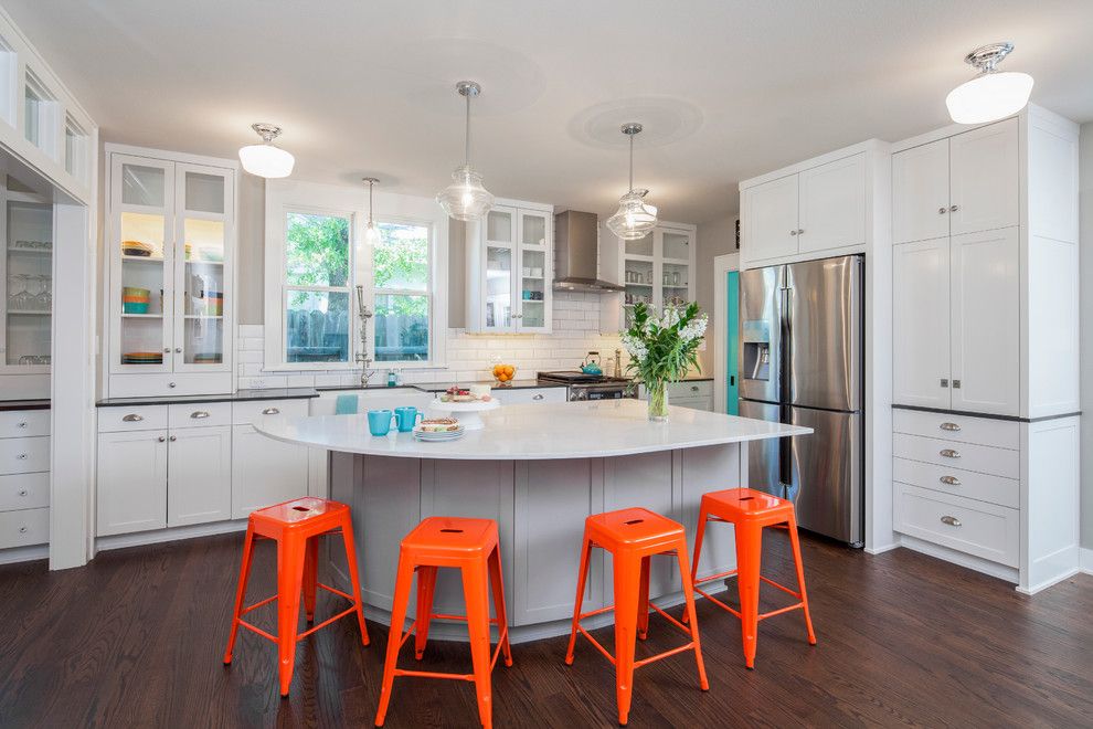 Electric Schoolhouse for a Transitional Kitchen with a White Oak and Craftsman Revived by Cg&s Design Build