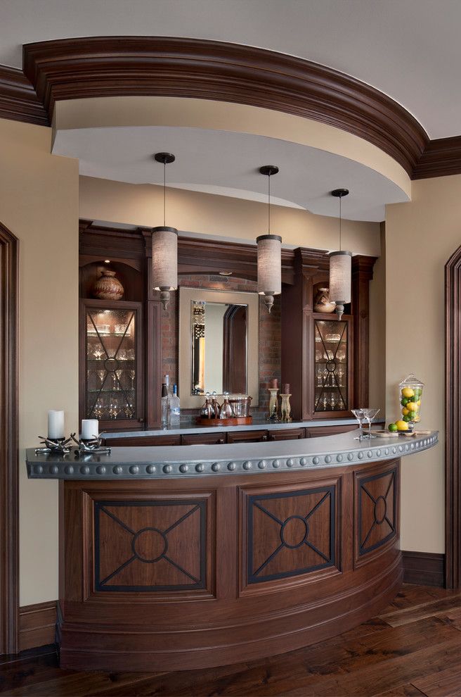 Elk River Theater for a Traditional Home Bar with a Curved Bar and Cranbrook Custom Home   Custom Home by Cranbrook Custom Homes