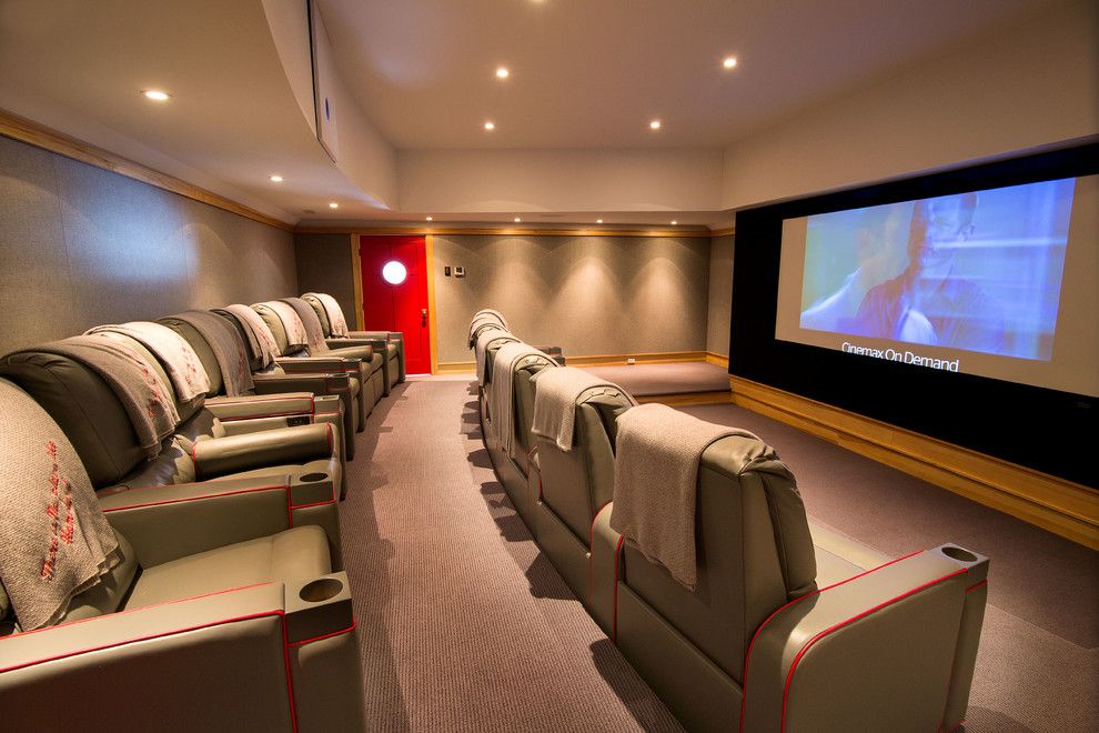 Elk River Theater for a Traditional Home Theater with a Movie Theater and Theater Room by Phinney Design Group