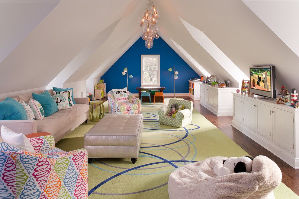 Ellsworth Ford for a Transitional Kids with a Beige Tufted Ottoman and Connecticut Classic by Daniel Conlon Architects