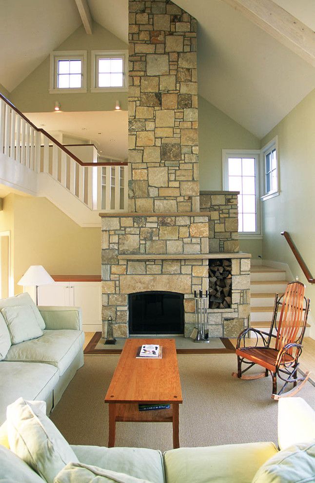 Environmental Stoneworks for a Beach Style Living Room with a Coastal and Cape Cod House by Boehm Architecture