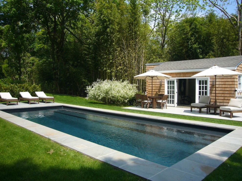 Fairway Lawns for a Beach Style Pool with a Pool Stairs and Shelter Island Fisherman's Cottage by Schappacherwhite Architecture D.p.c.