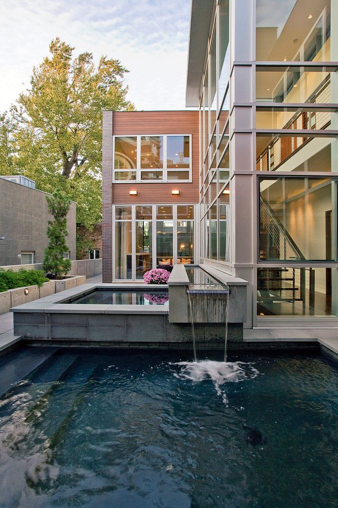 Fallingwater House for a Modern Pool with a Window and Cortland Residence by Nicholas Design Collaborative