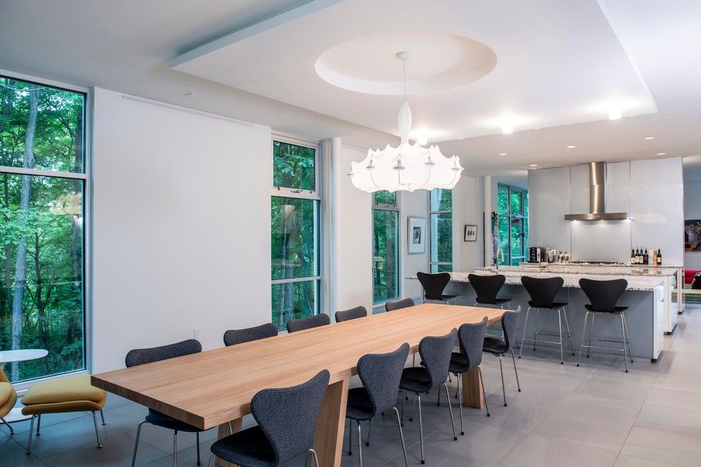 Family Leisure Indianapolis for a Modern Dining Room with a White Chandelier and Scenic by David Rausch Studio