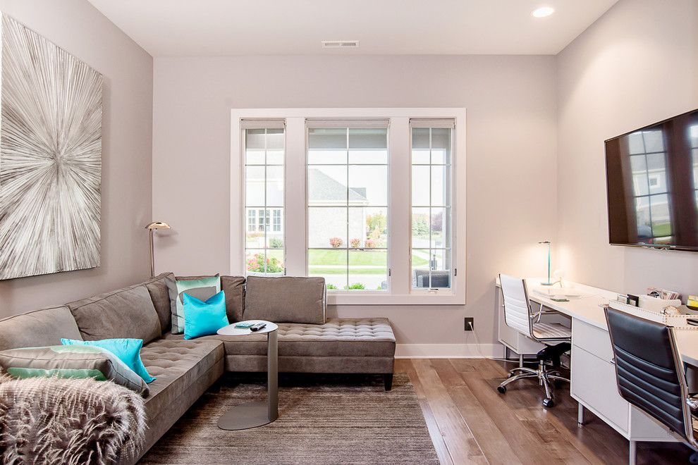 Family Leisure Indianapolis for a Transitional Home Office with a White Desk Chair and Wintergreen by Mckenzie Collection