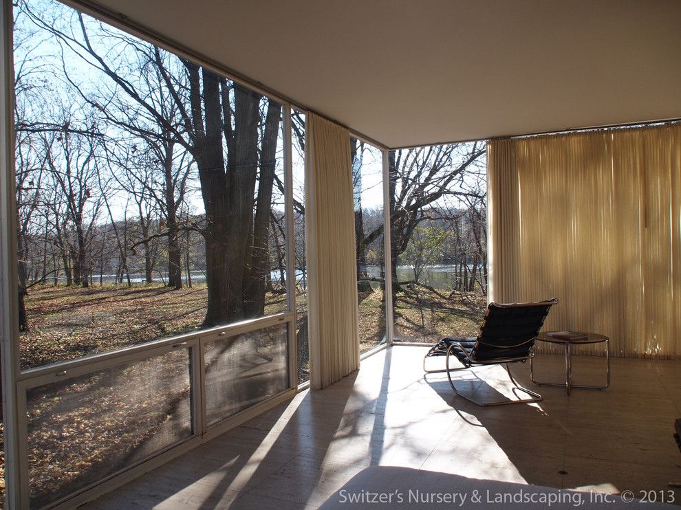 Farnsworth House for a Modern Living Room with a Modern and Influential Architecture ~ the Edith Farnsworth House by Switzer's Nursery & Landscaping, Inc.