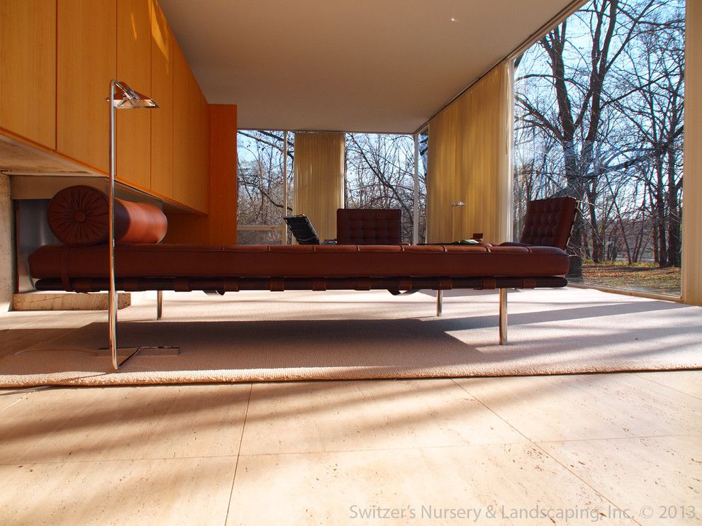 Farnsworth House for a Modern Living Room with a Plano and Influential Architecture ~ the Edith Farnsworth House by Switzer's Nursery & Landscaping, Inc.