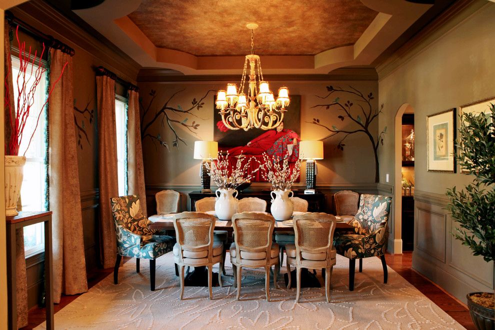 Faux Painting Techniques for a Traditional Dining Room with a Ceiling Treatment and Eclectic Interiors by Kerri Robusto Interiors