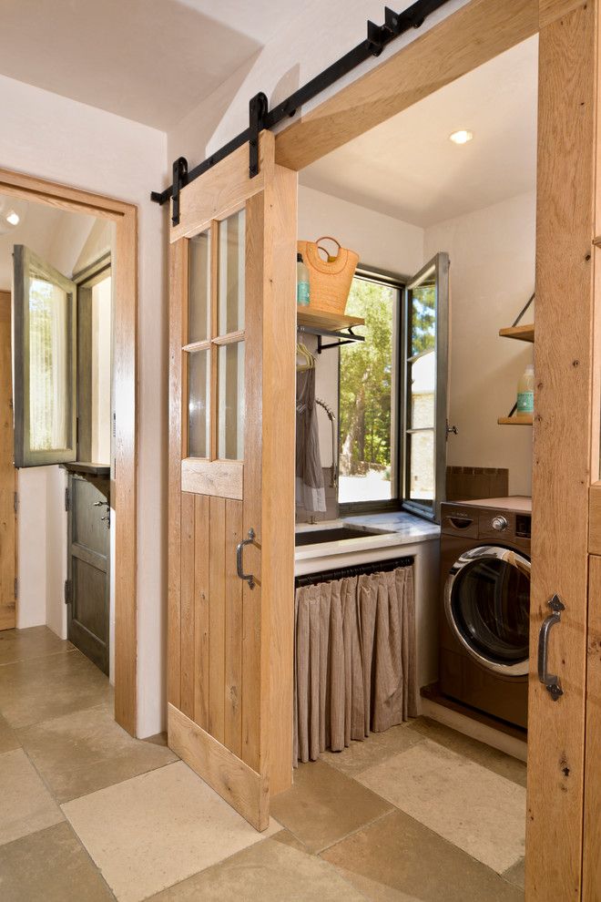 Feather River Doors for a Mediterranean Laundry Room with a Dutch Door and Woodside Estate by Fgy Architects