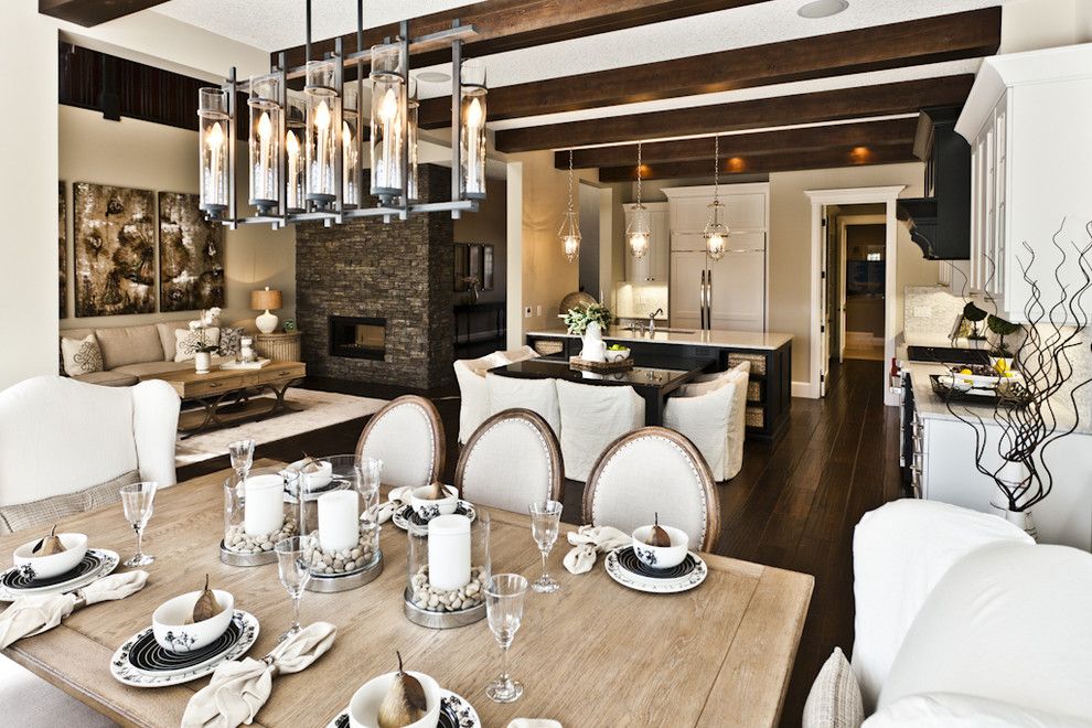 Feiss for a Rustic Dining Room with a Open Kitchen and Lottery Home 2011   the Mackenzie by Marcson Homes Ltd.