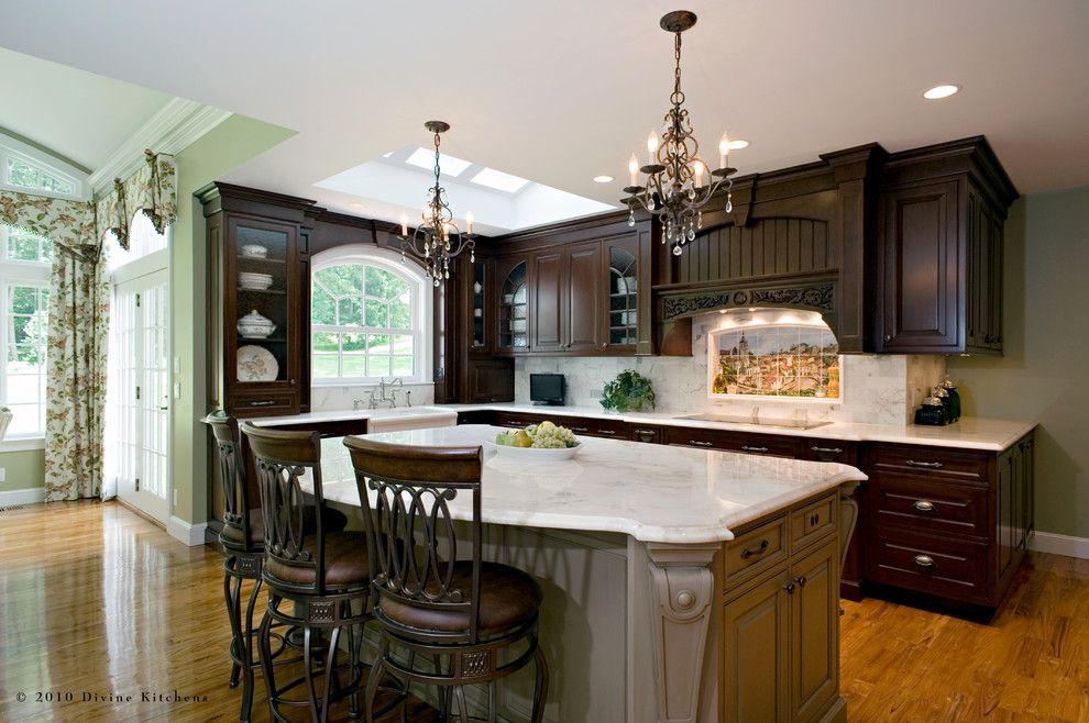 Feiss for a Traditional Kitchen with a Barstools and Divine Kitchens Llc by Divine Design+Build