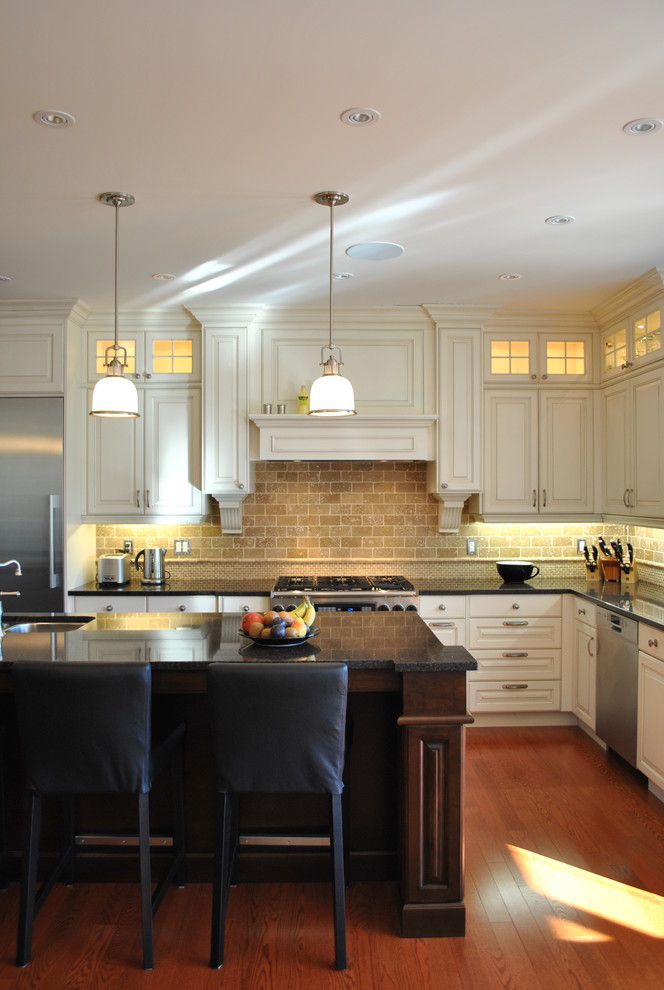 Feiss for a Traditional Kitchen with a Eat in Kitchen and Kitchen 005 by Tanner Vine   2go Custom Kitchens Inc