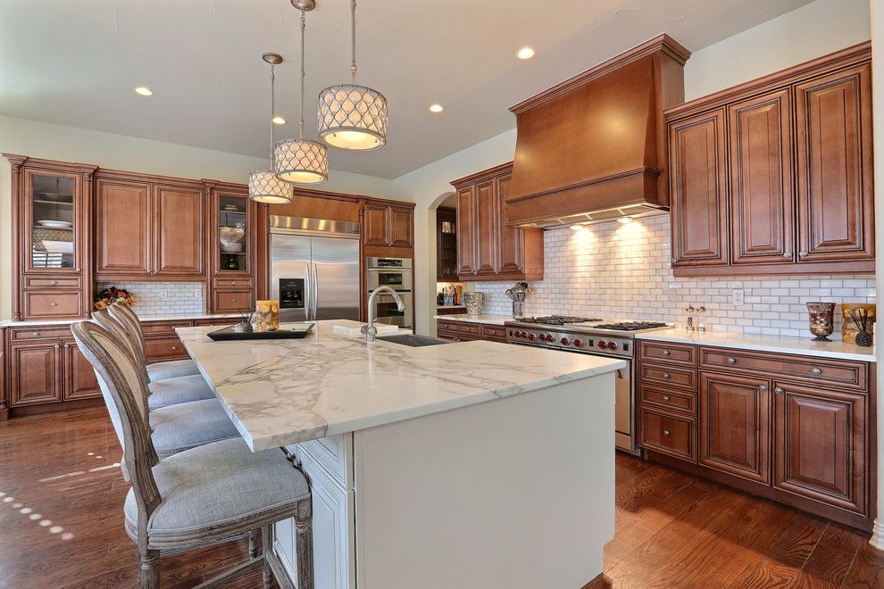 Feiss for a Traditional Kitchen with a White Countertop and Cherry Creek Country Club Project by Viridis Design Studio, Inc.