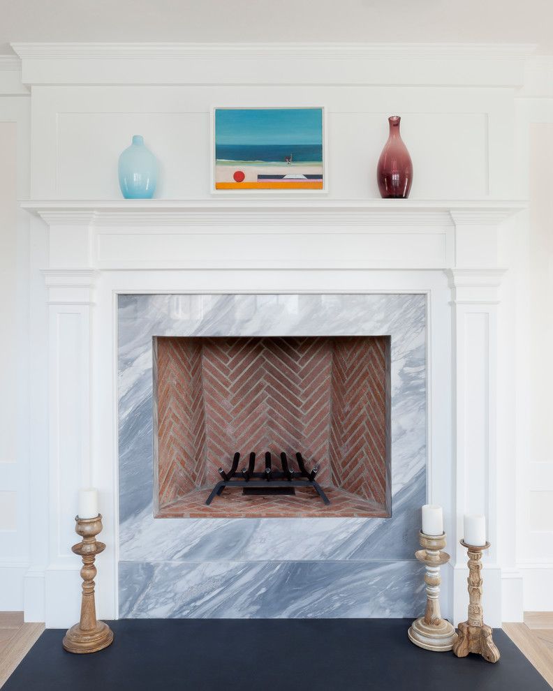 Feng Shui Basics for a Beach Style Spaces with a Hearth and Rockport Beach House by Reiko Feng Shui Design