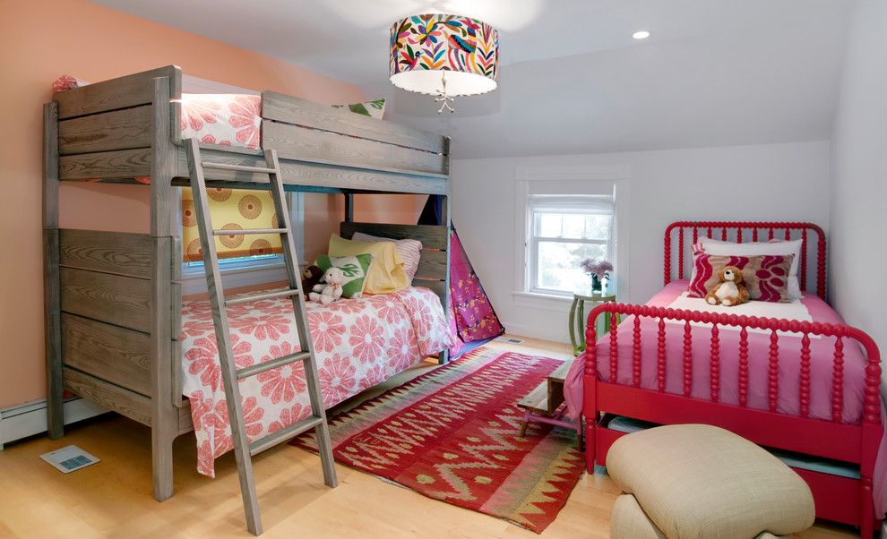 Feng Shui Bed Placement for a Beach Style Kids with a Red Bed Frame and Southampton by Reiko Feng Shui Design