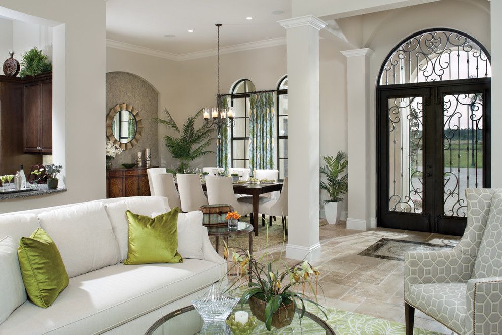 Fenton Home Furnishings for a Mediterranean Entry with a White Sofa and Valencia 1180 by Arthur Rutenberg Homes