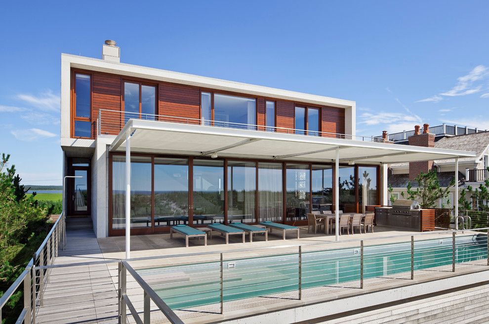 Ferguson Plumbing Locations for a Beach Style Pool with a Glass Doors and Hamptons Beach House by Aamodt / Plumb Architects