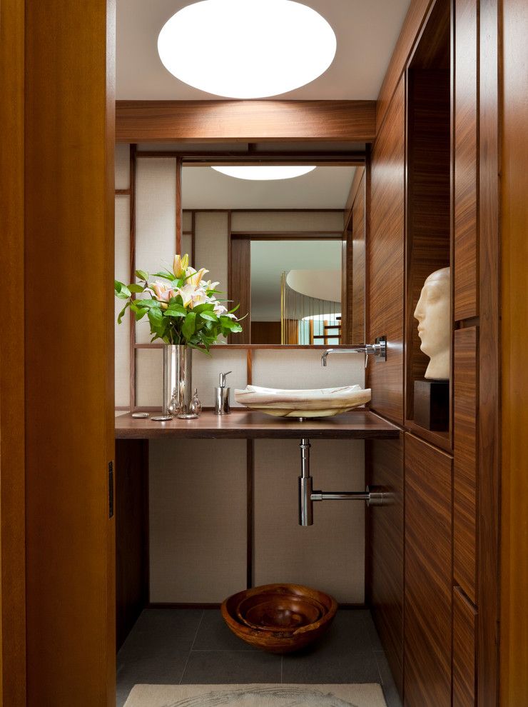 Ferguson Plumbing Supply for a Contemporary Powder Room with a Exposed Plumbing and New Canaan Modern by Jmka | Architects