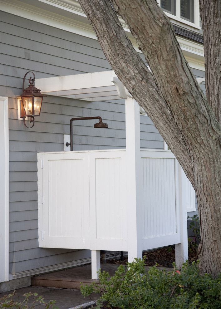 Ferguson Plumbing Supply for a Traditional Patio with a Shower Cubicle and Shades of Gray by Siemasko + Verbridge