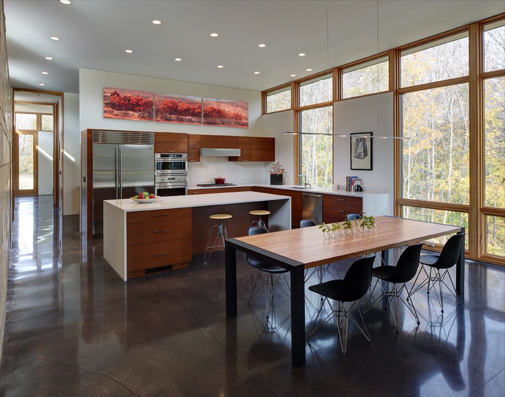 Fieldstone Cabinets for a Contemporary Kitchen with a Stone and Fieldstone House by Bruns Architecture