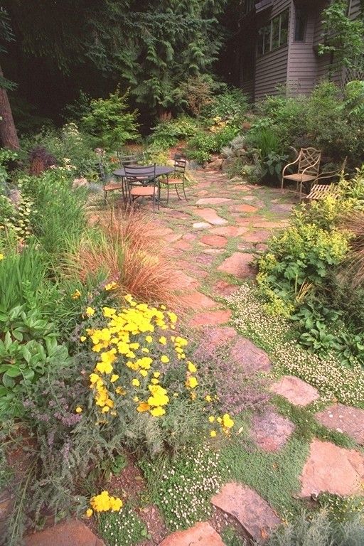 Flagstone Path for a Contemporary Landscape with a Patio and Exteriorscapes by Exteriorscapes Llc