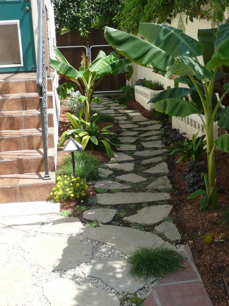 Flagstone Path for a Tropical Landscape with a Outdoor Lighting and Santa Monica by Lost West