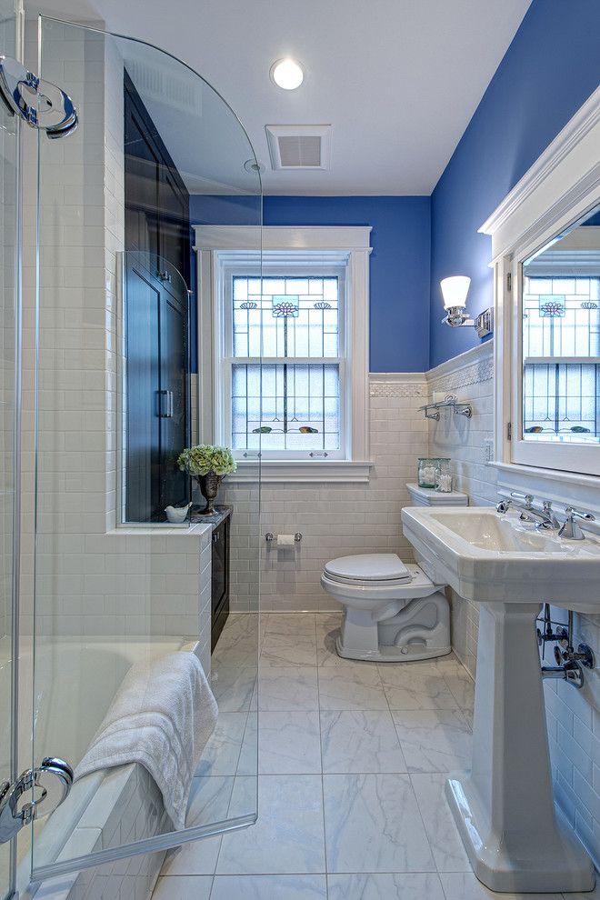 Fleurco for a Victorian Bathroom with a Leaded Glass Window and University City by Joni Spear Interior Design