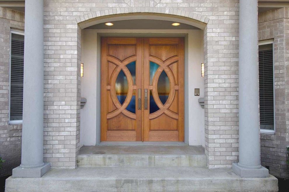 Floor and Decor Lombard for a Midcentury Entry with a Cherry Door and Exterior Doors by Elevations | Design Solutions by Myers