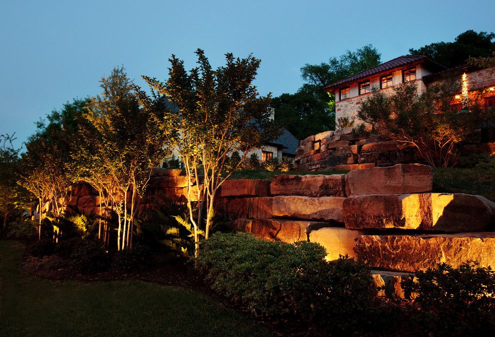 Fort Worth Lighting for a Mediterranean Landscape with a Mediterranean and Fort Worth Landscape Lighting Project Hilltop by Passion Lighting