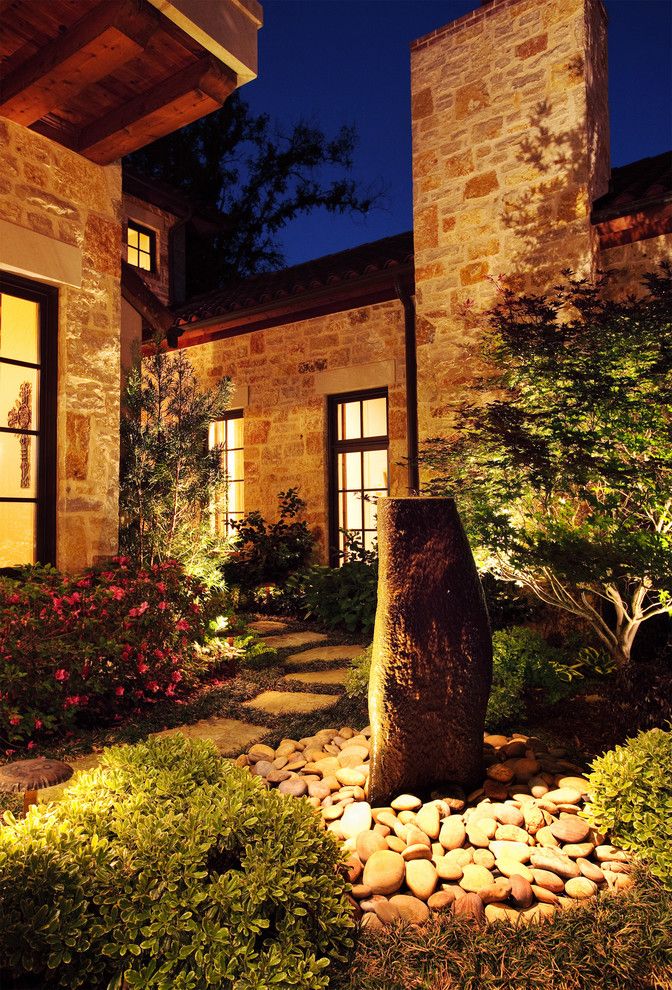 Fort Worth Lighting for a Mediterranean Landscape with a Mediterranean and Fort Worth Landscape Lighting Project Hilltop by Passion Lighting