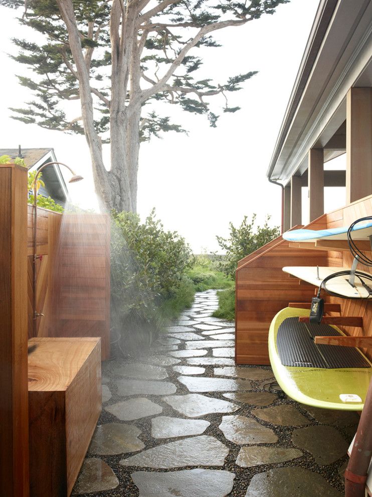 Fortunoff Backyard Store for a Beach Style Patio with a Surf Rack and Carpinteria Beach House by the Office of Charles De Lisle