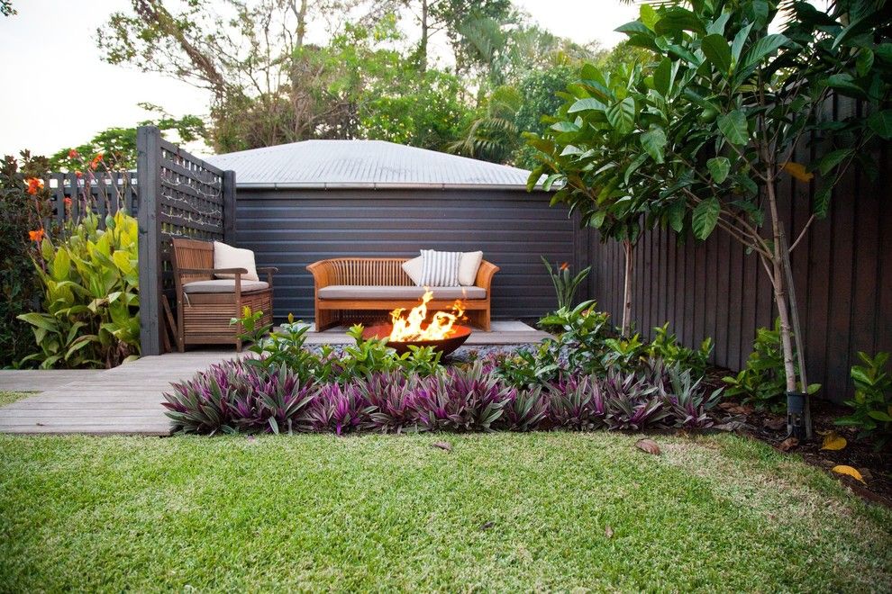 Fortunoff Backyard Store for a Tropical Patio with a Lattice and Cooparoo 3 by Utopia Landscape Design