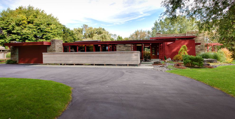 Frank Betz House Plans for a Midcentury Exterior with a Usonian and Christensen Remodeling by Genesis Architecture, Llc.