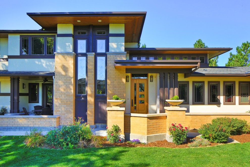 Frank Lloyd Wright Falling Water for a Craftsman Entry with a Frank Lloyd Wright and Frank Lloyd Wright Inspired House by Porchfront Homes