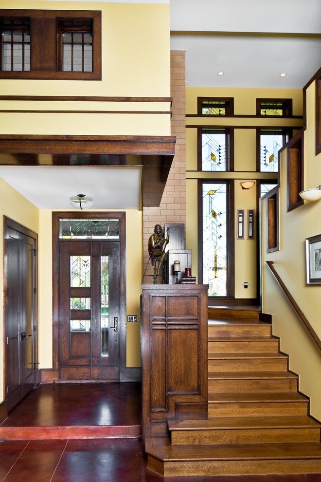 Frank Lloyd Wright Falling Water for a Craftsman Entry with a Windows and Frank Lloyd Wright Inspired House by Porchfront Homes