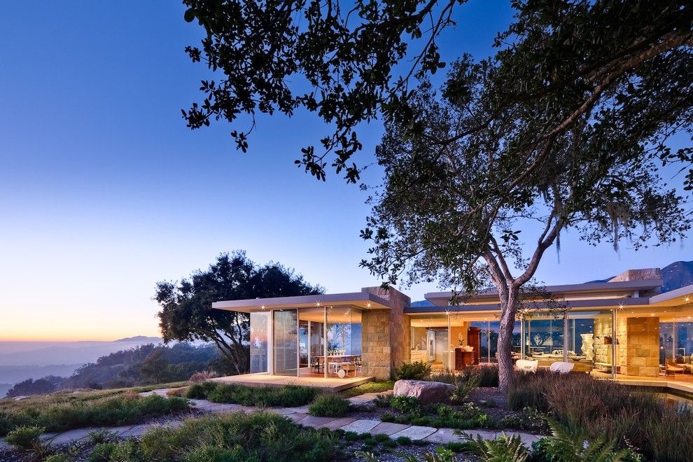 Frank Lloyd Wright Home and Studio for a Modern Exterior with a Trees and Carpinteria Foothills Residence by Neumann Mendro Andrulaitis Architects Llp