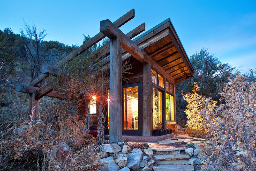 Frank Lloyd Wright Home and Studio for a Rustic Shed with a Pergola and Greenhouse, Shed, Storage and Studio... All in One by Kuda Photography