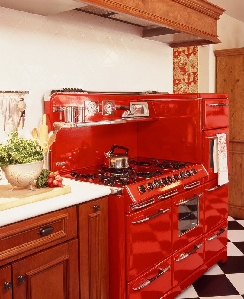 Freds Appliance for a Traditional Kitchen with a Thassos Marble and 1947 O'keefe & Merritt Town and Country Stove Required a Custom Exhaust Hood by Moore About... Design