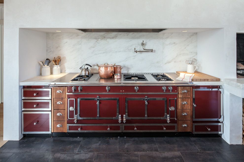 Freds Appliance for a Traditional Kitchen with a Vintage Style and Vintage Barn Frame Addition to Dutch Stone House by Kate Johns Aia