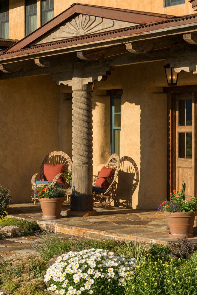 Front Porch Denver for a Southwestern Porch with a Sunlight and Transitional New Mexico Territorial House by Lynne Barton Bier   Home on the Range Interiors